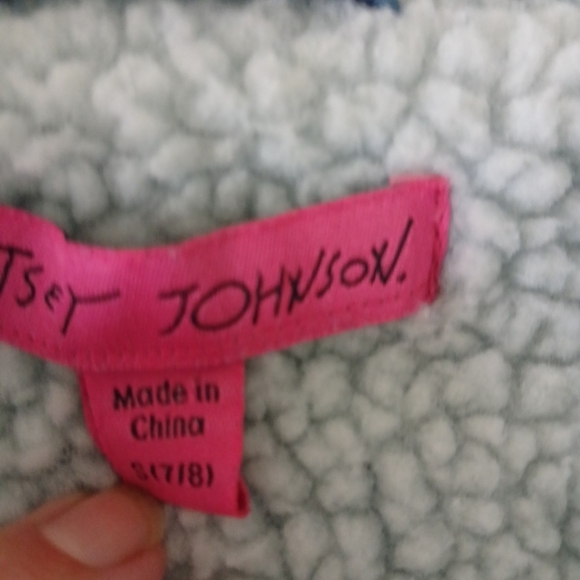 Blue Faux Denim Kids Sequined Jacket by Betsey Johnson sz 7/8. FL - Picture 4 of 6